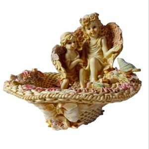 Angels Sitting on a Hat Resin Sculpture.  Beautiful!! 10.5"